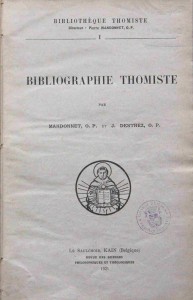 Bibliothèque thomiste, vol. I